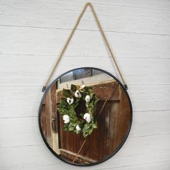 Round Mirror With Rope Holder