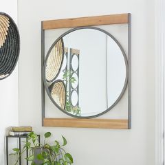 Geometric Wood And Metal Mirror