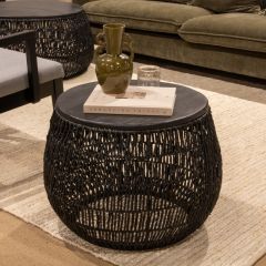 Round Braided Seagrass Side Table 24 Inch