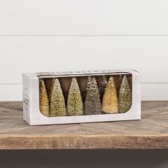 12 Piece Gold Topped Neutral Bottlebrush Tree Set