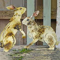 Rusted Rabbit Figurines Set of 2
