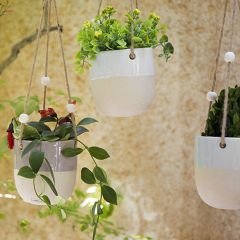 Matte Glazed Ceramic Hanging Planters Set of 4