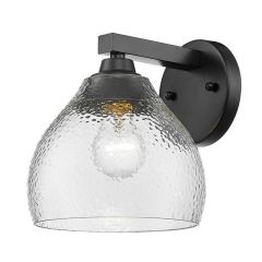Textured Glass Dome Wall Sconce with Matte Black Finish