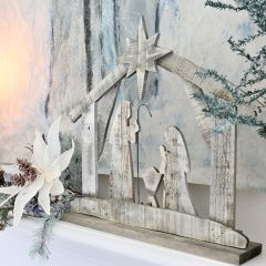 Rustic Layered Wood Tabletop Nativity