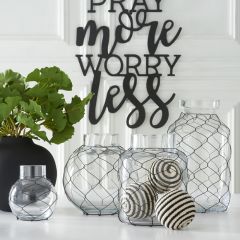 Chicken Wire Wrapped Glass Jar Vase Set of 4