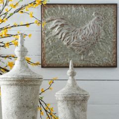 Embossed Metal Rooster Plaque