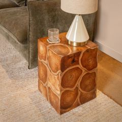 Natural Teakwood Root Square End Table