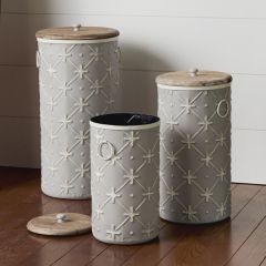 Iron and Wood Country Canisters Set of 3