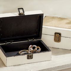 Wood With Burlap Box Set of 2