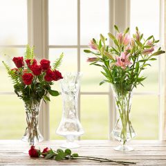 Etched Glass Pedestal Vase