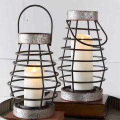 Galvanized Metal Candle Lantern Decor