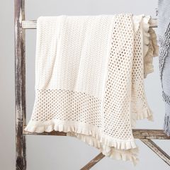 Ruffle Edge Cotten Knit Throw Blanket