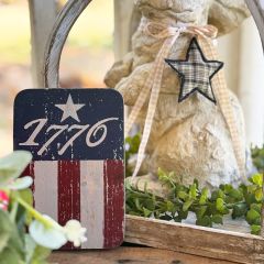1776 Flag Distressed Wood Block Sign