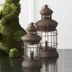 Rustic Metal LED Lantern Set of 2