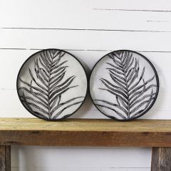 Round Modern Farmhouse Fern Print Set of 2