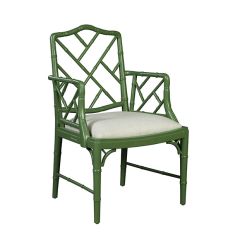 Mahogany Chippendale Arm Chair Green