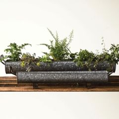 Long Galvanized Metal Tray Set of 2