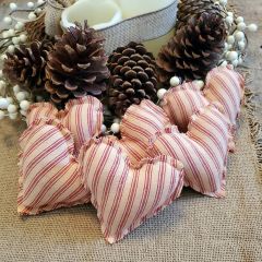 Ticking Stripe Hearts Set of 6