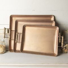 Decorative Metal Tray Collection Set of 3