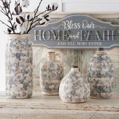 Ceramic Crackle Floral Vases Set of 4