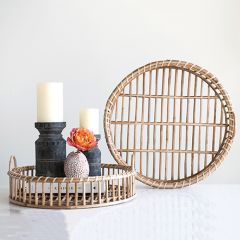 Cane Tray with Handles Set of 2