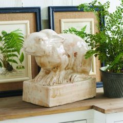 Ceramic Rabbit Statue On Base