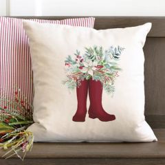 Christmas Rain Boots Pillow Cover