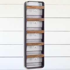 5 Basket Metal and Wood Wall Hanger