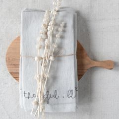 Grateful Thankful Blessed Embroidered Napkin Set of 4