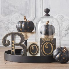 Pumpkin On Pedestal Stand Set of 2