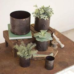 Rustic Metal Farmhouse Planters Set of 5