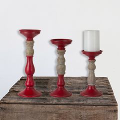 Festive Two-Tone Candle Stands Set of 3