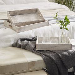 Textured Bottom Wood Trays Set of 3