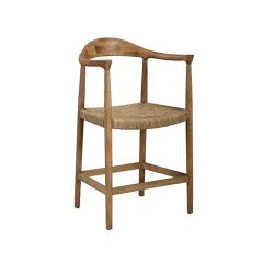 Oak And Woven Seagrass Counter Stool