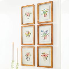 Fir Framed Floating Florals Set of 6
