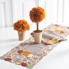 Harvest Embroidery Leaf Table Runner