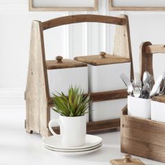 2 Container Tabletop Farmhouse Caddy Organizer 