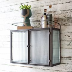 2 Door Corrugated Glass Farmhouse Wall Cabinet