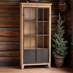 2 Door Rustic Industrial Curio Cabinet