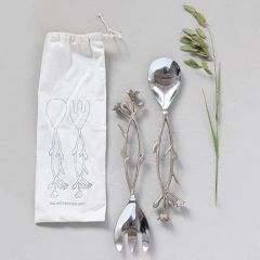 2 Piece Floral Handled Salad Server Set