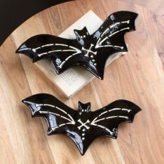 2 Piece Halloween Bat Serving Platter Set