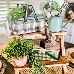 2 Piece Handled Tartan Bin Set