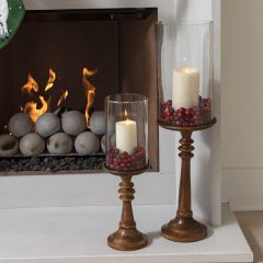 2 Piece Hurricane Pedestal Candle