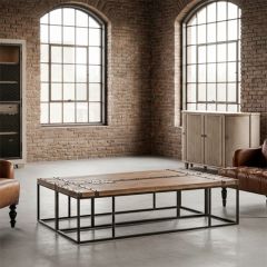 2 Piece Industrial Farmhouse Doors Coffee Table