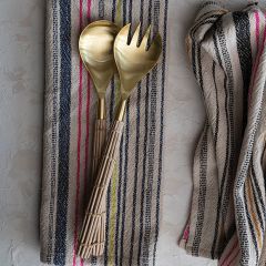 2 Piece Rattan Handled Salad Server Set