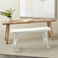 2 Piece Simple Farmhouse Bench Set