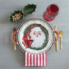 2 Piece Stoneware Santa Platter with Basket Set