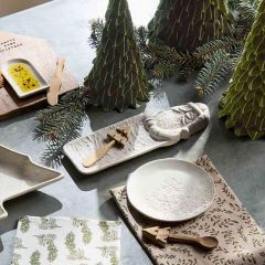 2 Piece Stoneware Santa Tray with Spreader Set