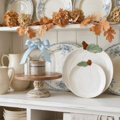 2 Piece White Pumpkins Stoneware Plate Set