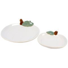2 Piece White Pumpkins Stoneware Plate Set